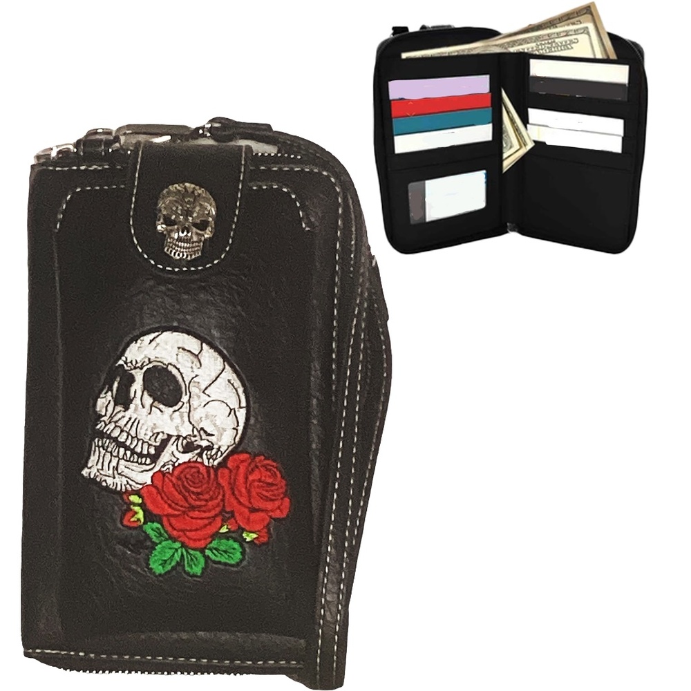 Skull Small Cell Phone Purse Wallet Crossbody Bag For Women Cellphone Holder